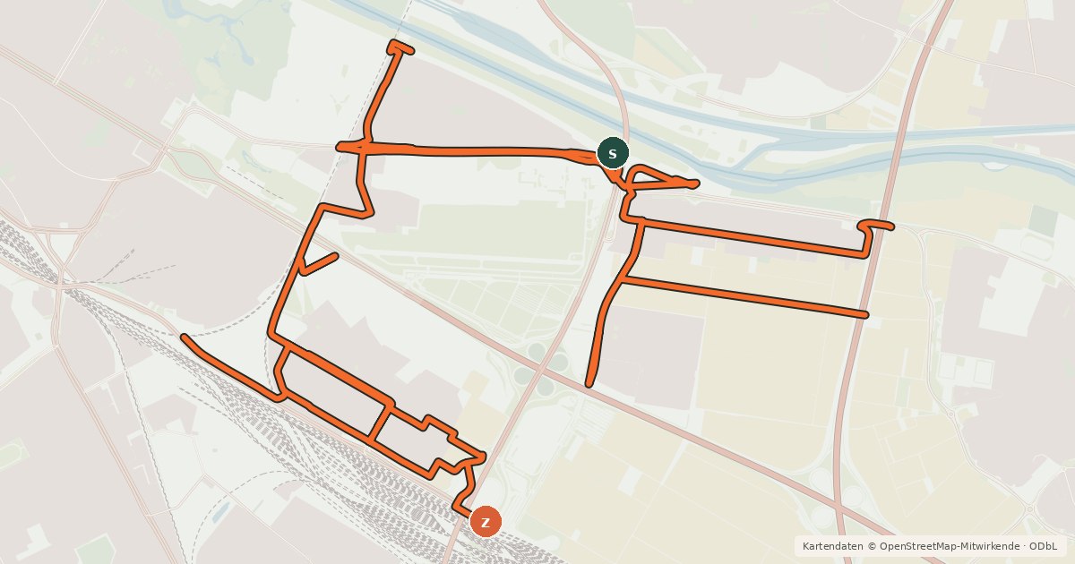 Kartenübersicht der Radroute Radverkehrsnetz Mannheim-Neuostheim/Neuhermsheim
