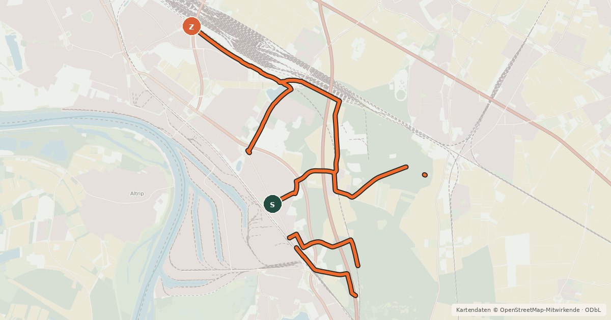 Kartenübersicht der Radroute Radverkehrsnetz Mannheim-Rheinau