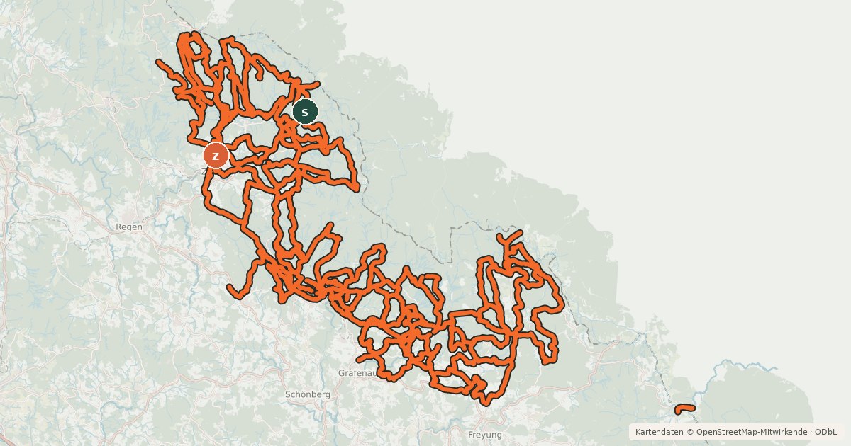 Kartenübersicht der Radroute Radverkehrsnetz National Park Bayerischer Wald