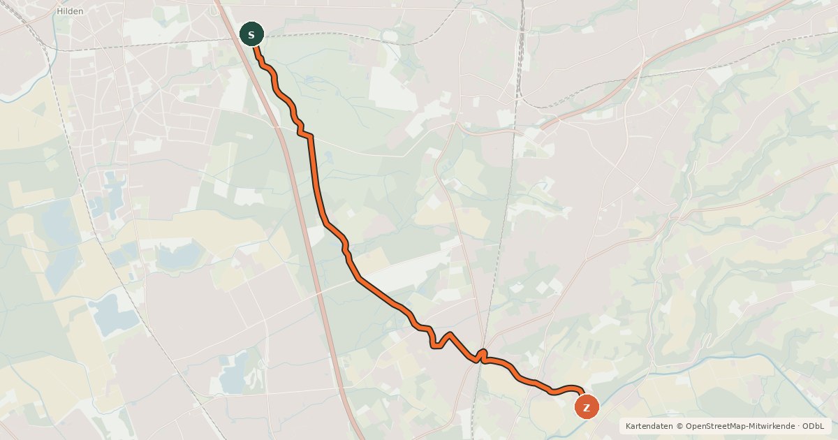 Kartenübersicht der Radroute Radverkehrsnetz NRW