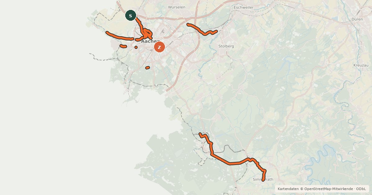 Kartenübersicht der Radroute Radverkehrsnetz NRW