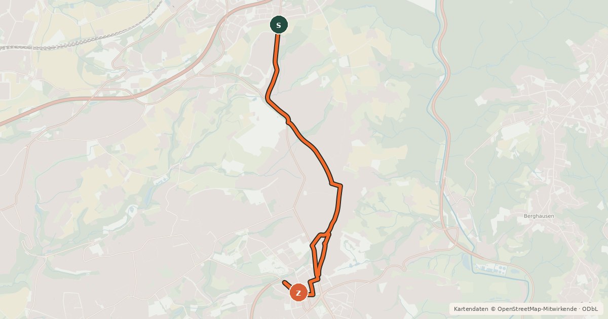 Kartenübersicht der Radroute Radverkehrsnetz NRW, Gräfrath-Solingen