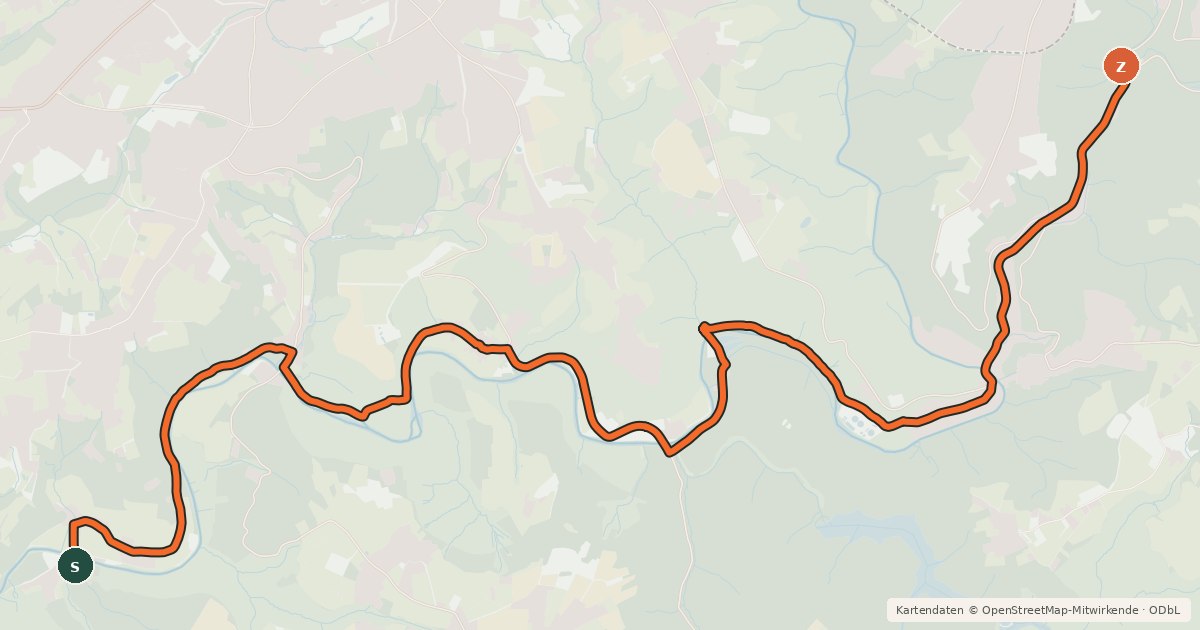 Kartenübersicht der Radroute Radverkehrsnetz NRW, Nesselrath-Solingen Rüden-Burg