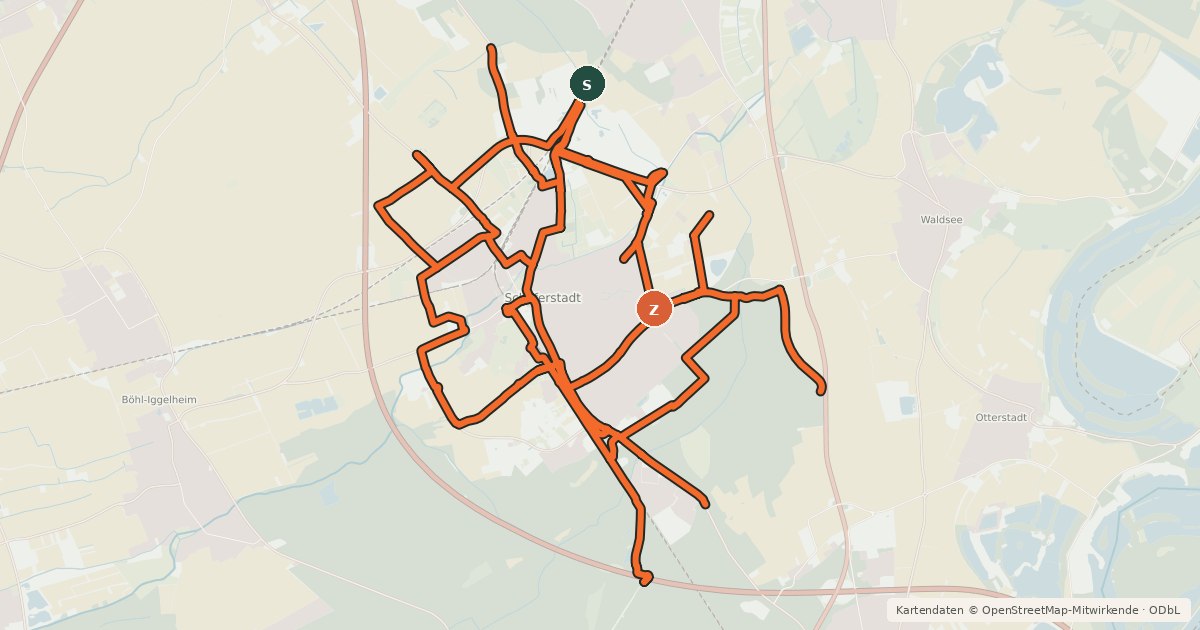 Kartenübersicht der Radroute Radverkehrsnetz RP-Schifferstadt