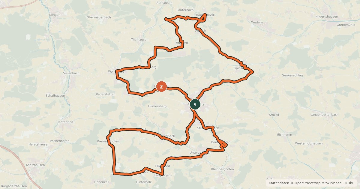 Kartenübersicht der Radroute Radwandeln mit den Heiligen