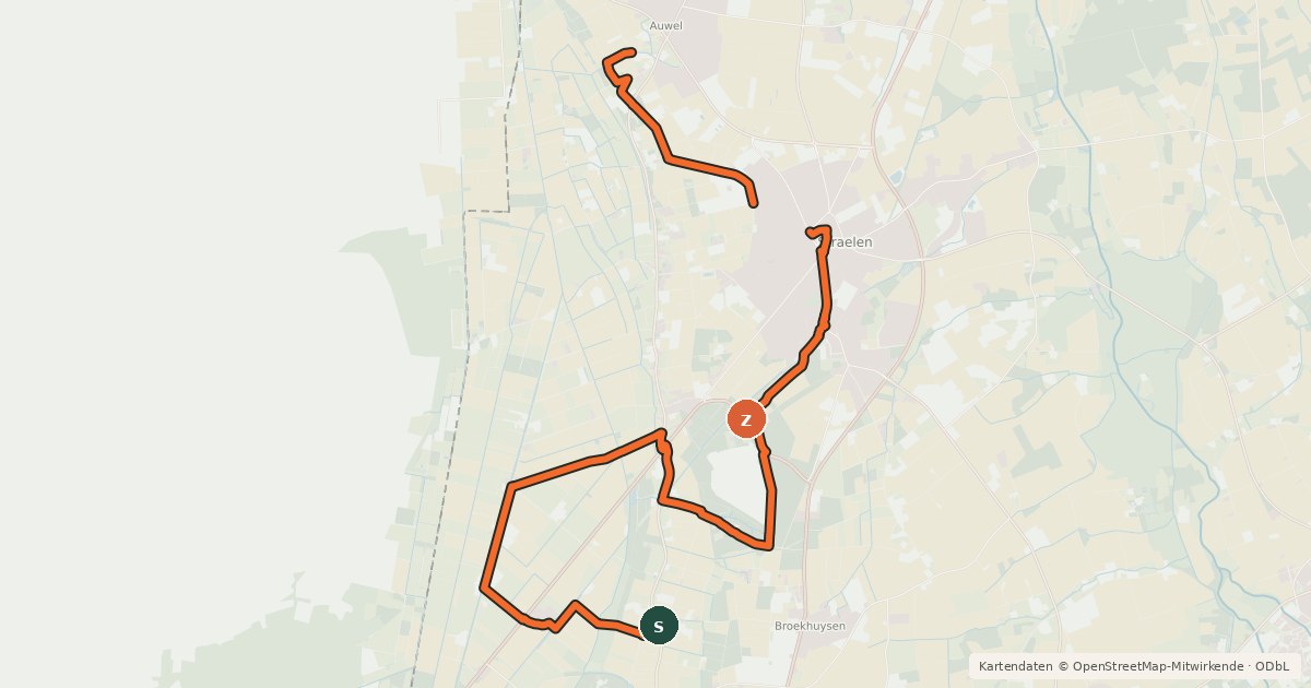 Kartenübersicht der Radroute Radwanderroute-Kreis Kleve 3