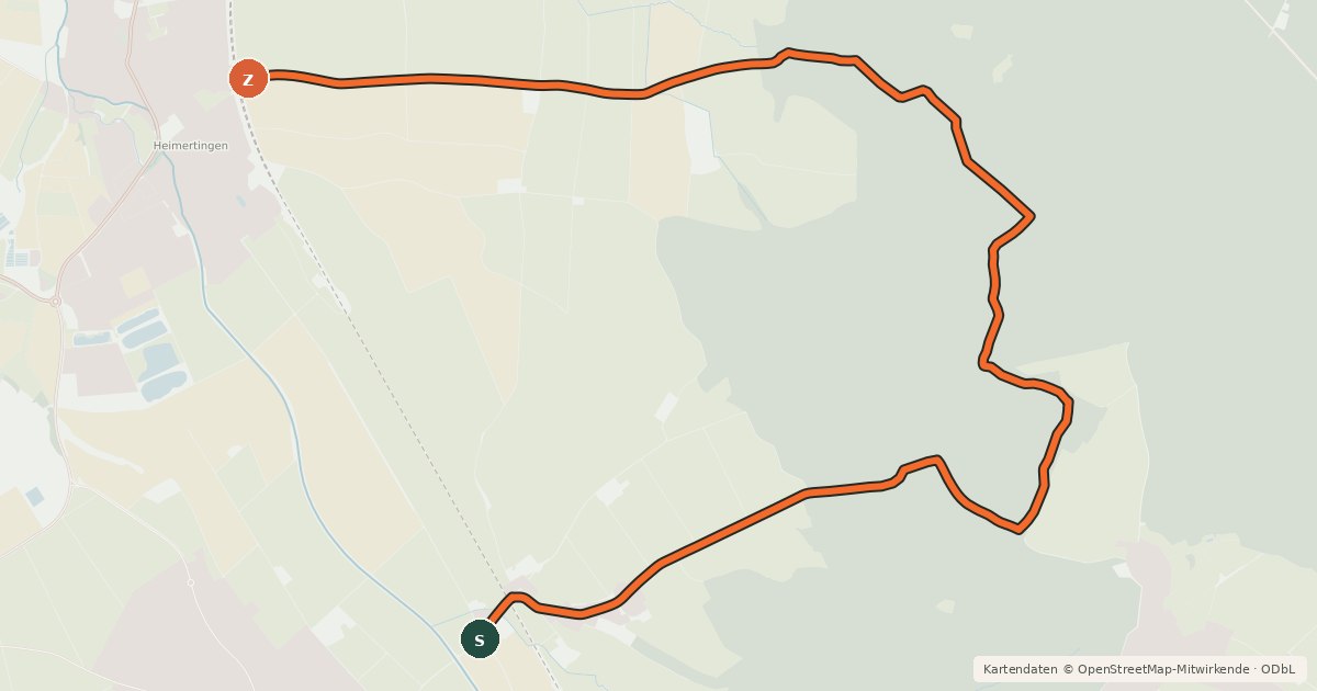 Kartenübersicht der Radroute Radwanderweg Bayerisch-Schwäbische Roth Alternative Rothquelle