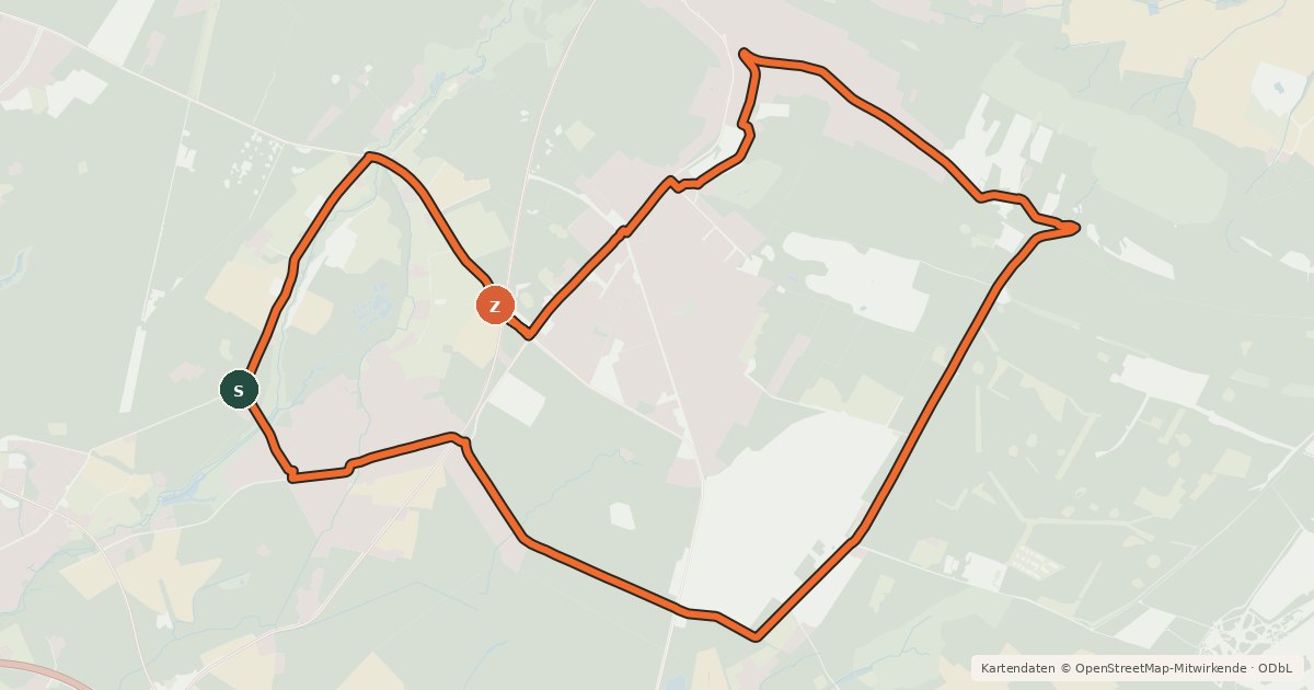 Kartenübersicht der Radroute Radwanderweg Oerlinghausen Oe 1