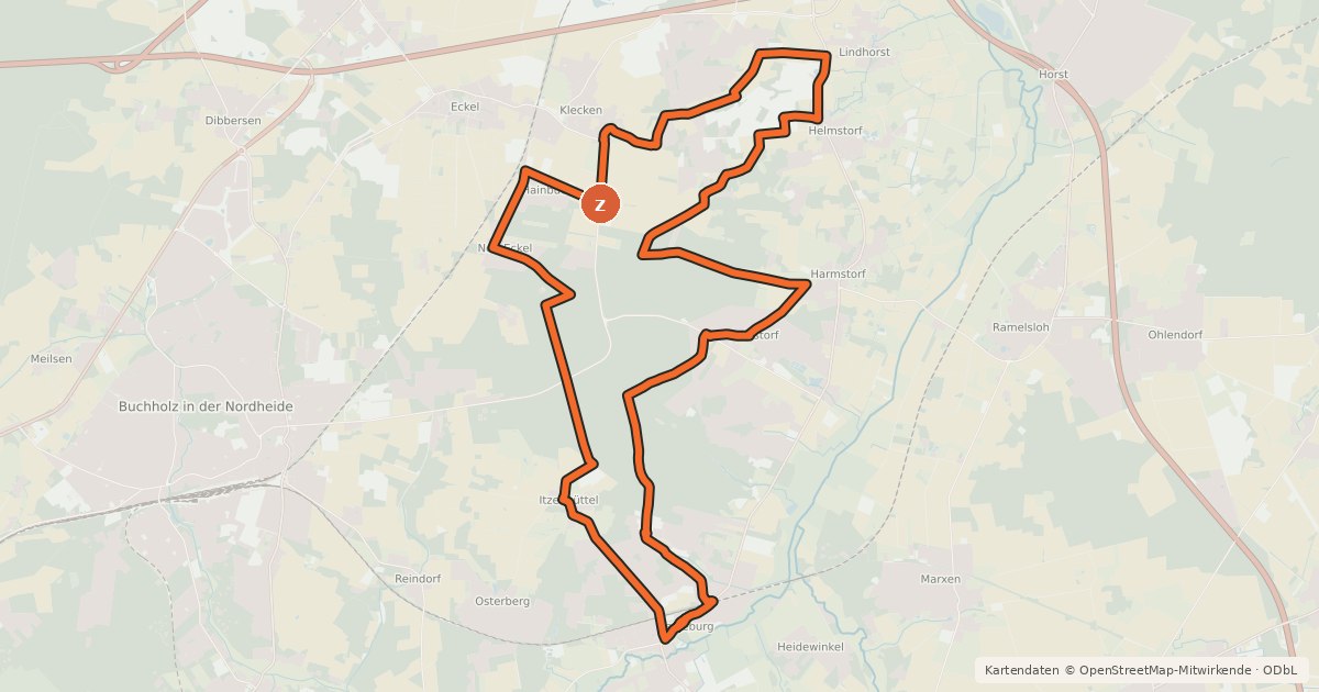 Kartenübersicht der Radroute Radweg 13