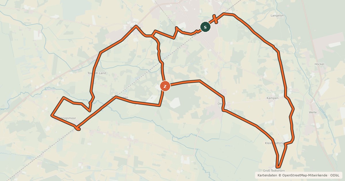 Kartenübersicht der Radroute Radweg 15