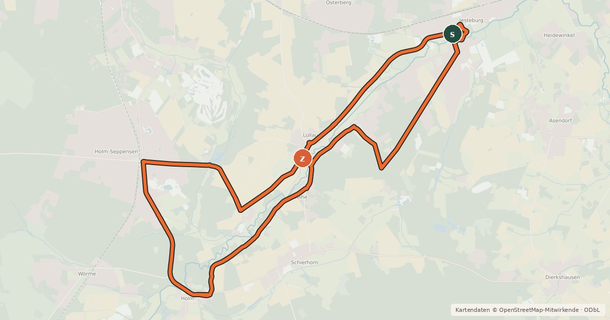 Kartenübersicht der Radroute Radweg 17