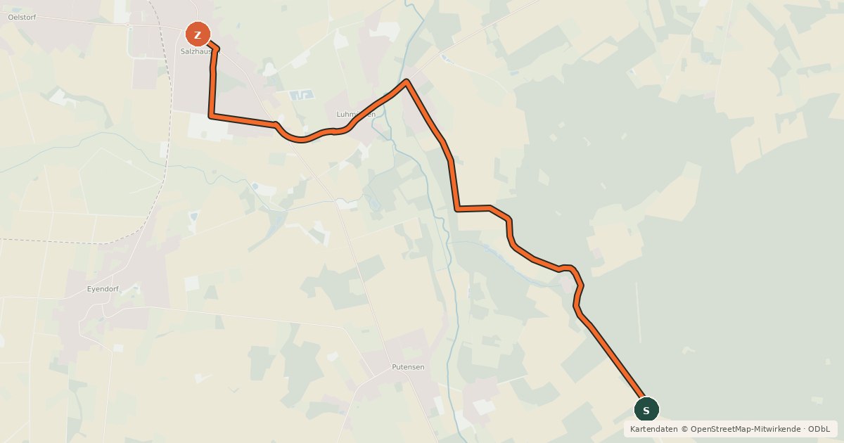 Kartenübersicht der Radroute Radweg 20
