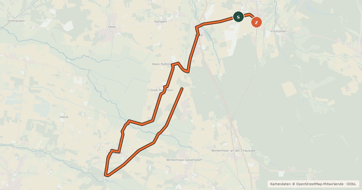 Kartenübersicht der Radroute Radweg 22