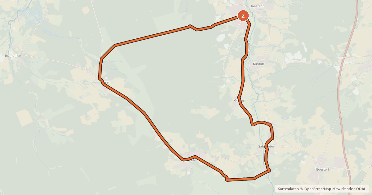 Kartenübersicht der Radroute Radweg 24
