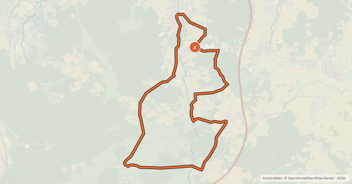 Kartenübersicht der Radroute Radweg 25