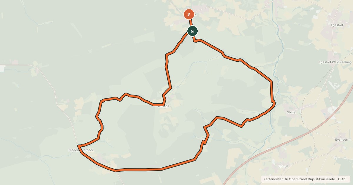 Kartenübersicht der Radroute Radweg 27