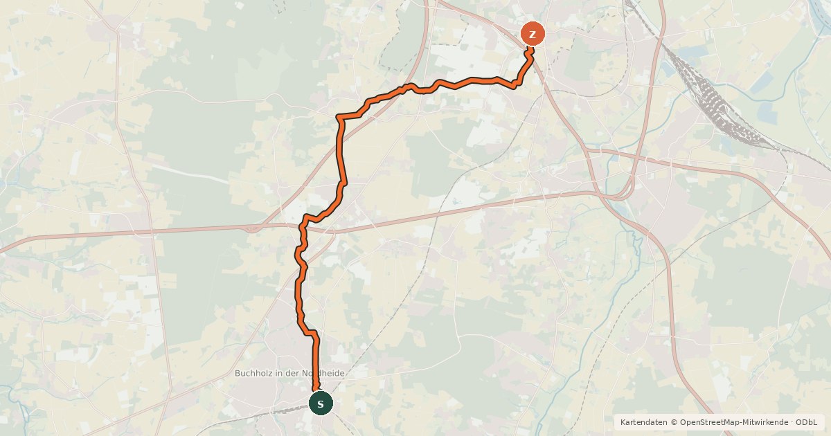 Kartenübersicht der Radroute Radweg 28