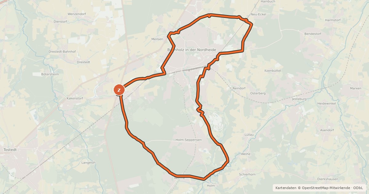 Kartenübersicht der Radroute Radweg 29