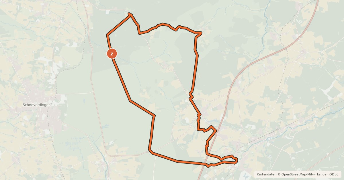 Kartenübersicht der Radroute Radweg 3 Bispingen