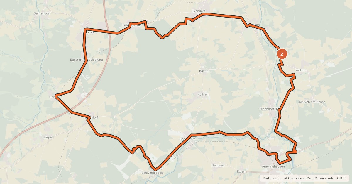 Kartenübersicht der Radroute Radweg 30