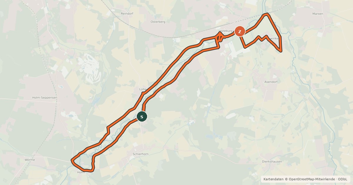 Kartenübersicht der Radroute Radweg 32