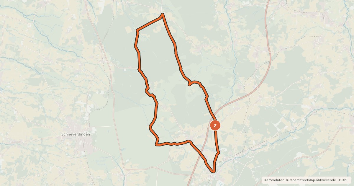 Kartenübersicht der Radroute Radweg 4 Bispingen