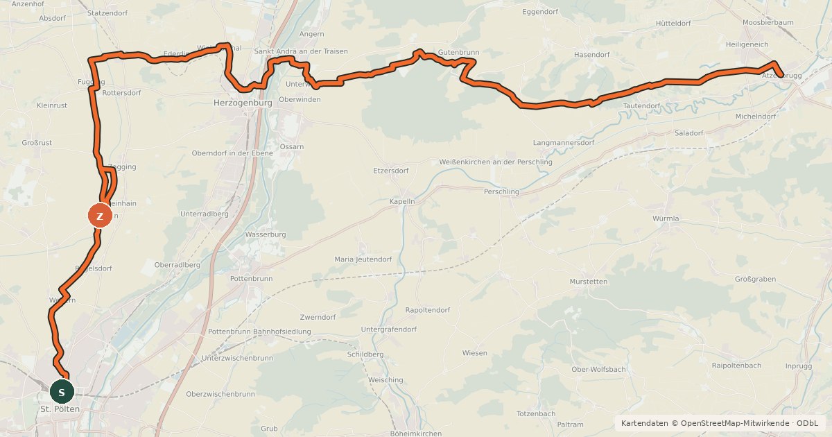 Kartenübersicht der Radroute Radweg 402