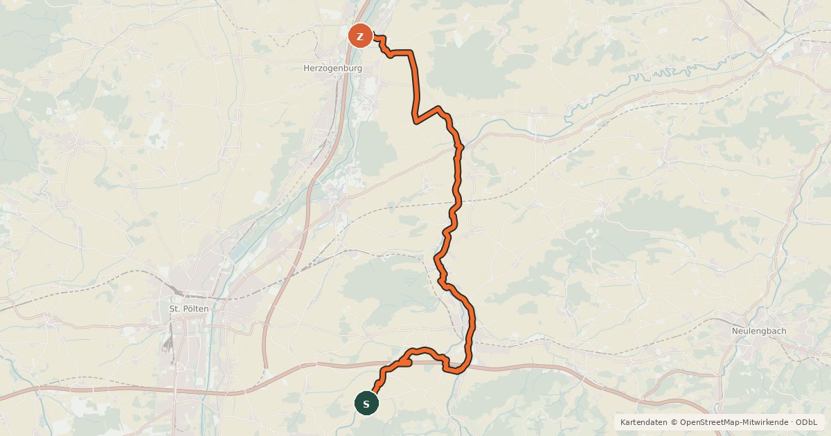 Kartenübersicht der Radroute Radweg 411