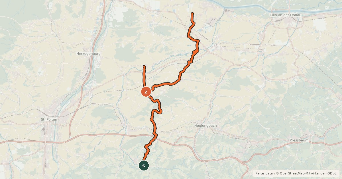 Kartenübersicht der Radroute Radweg 412