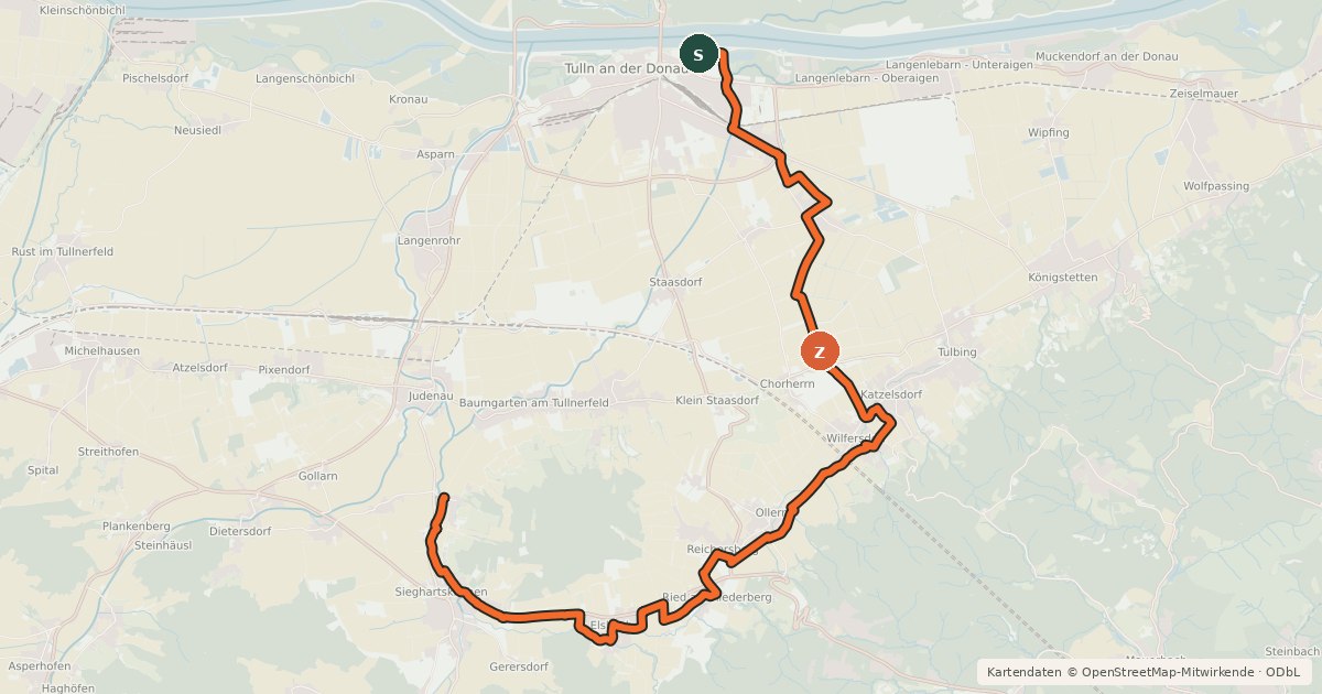 Kartenübersicht der Radroute Radweg 421