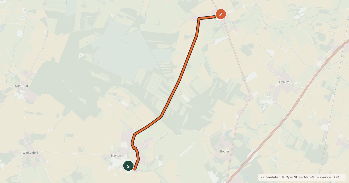 Kartenübersicht der Radroute Radweg 5