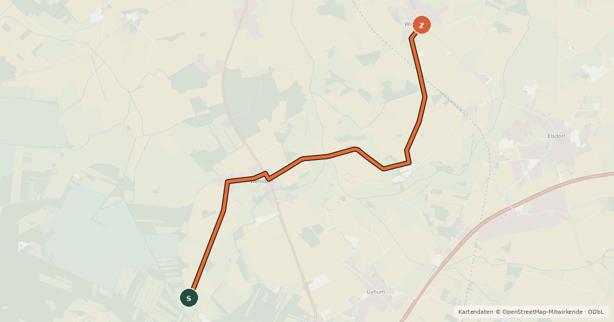 Kartenübersicht der Radroute Radweg 6