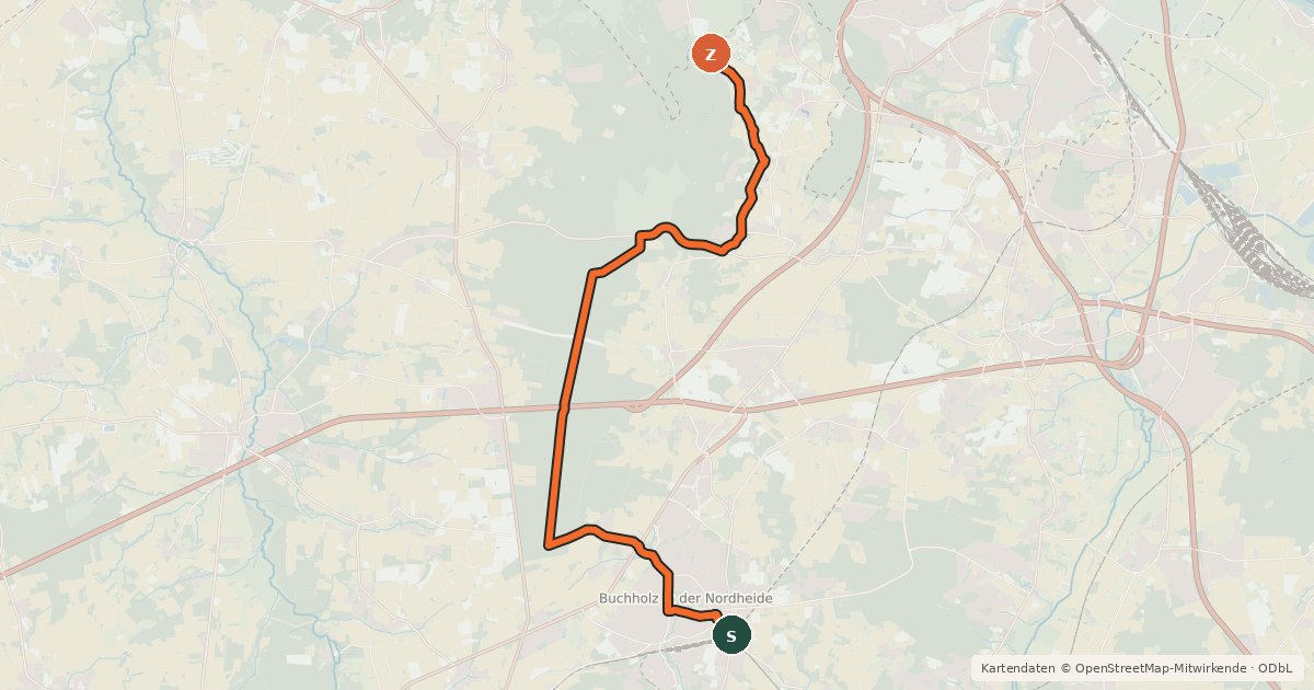 Kartenübersicht der Radroute Radweg 7