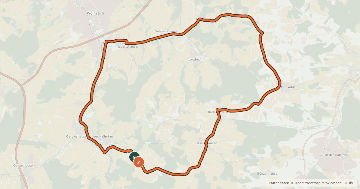 Kartenübersicht der Radroute Radweg 85
