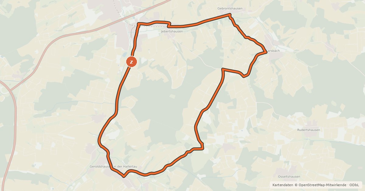 Kartenübersicht der Radroute Radweg 86