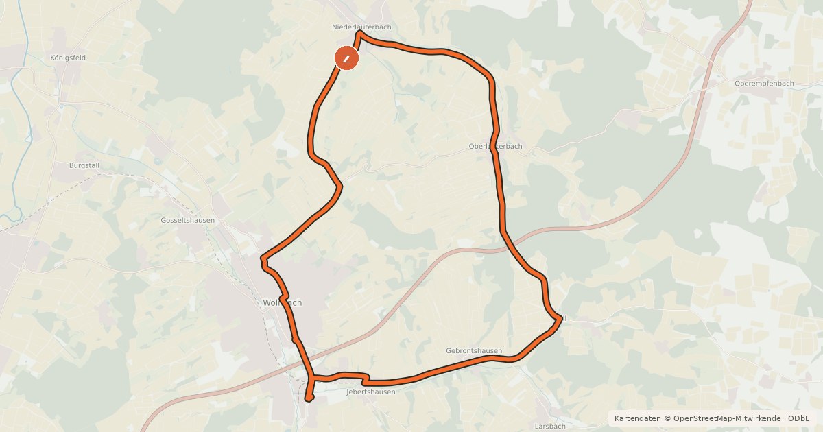Kartenübersicht der Radroute Radweg 87b