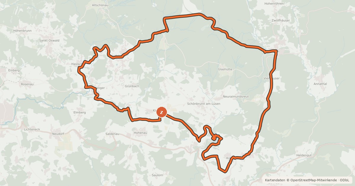 Kartenübersicht der Radroute Radweg 89