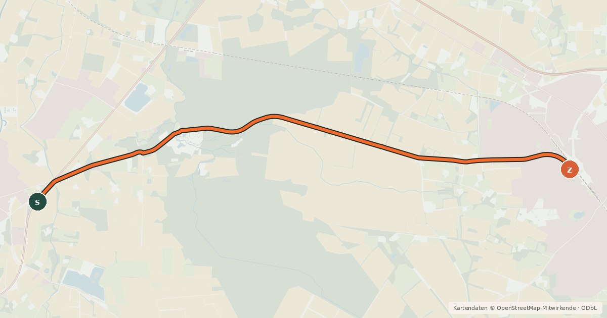 Kartenübersicht der Radroute Radweg alte Bahnlinie Steinfurt-Metelen