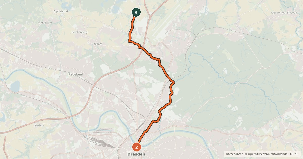 Kartenübersicht der Radroute Radweg Berlin-Dresden [SN-DD]