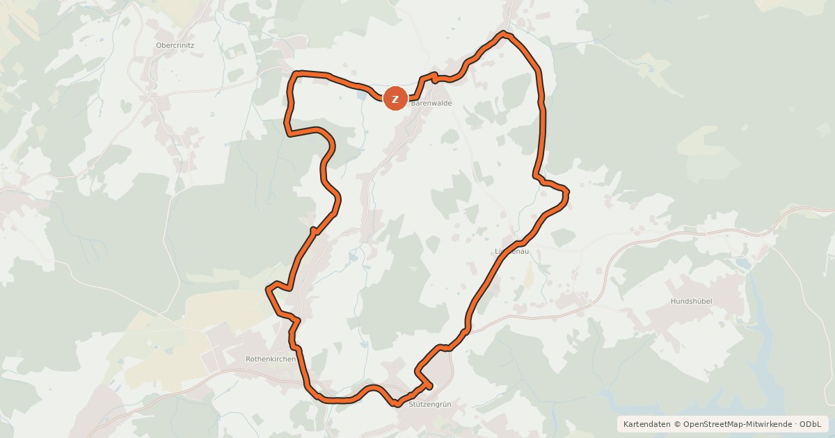 Kartenübersicht der Radroute Radweg Crinitzberg