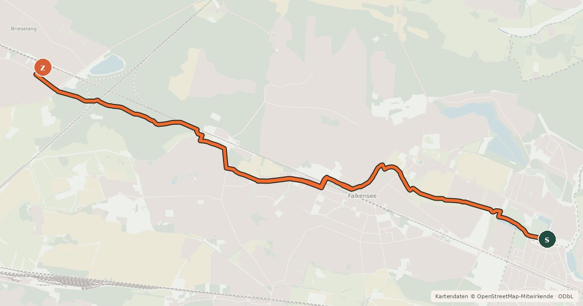 Kartenübersicht der Radroute Radweg der Sympathie