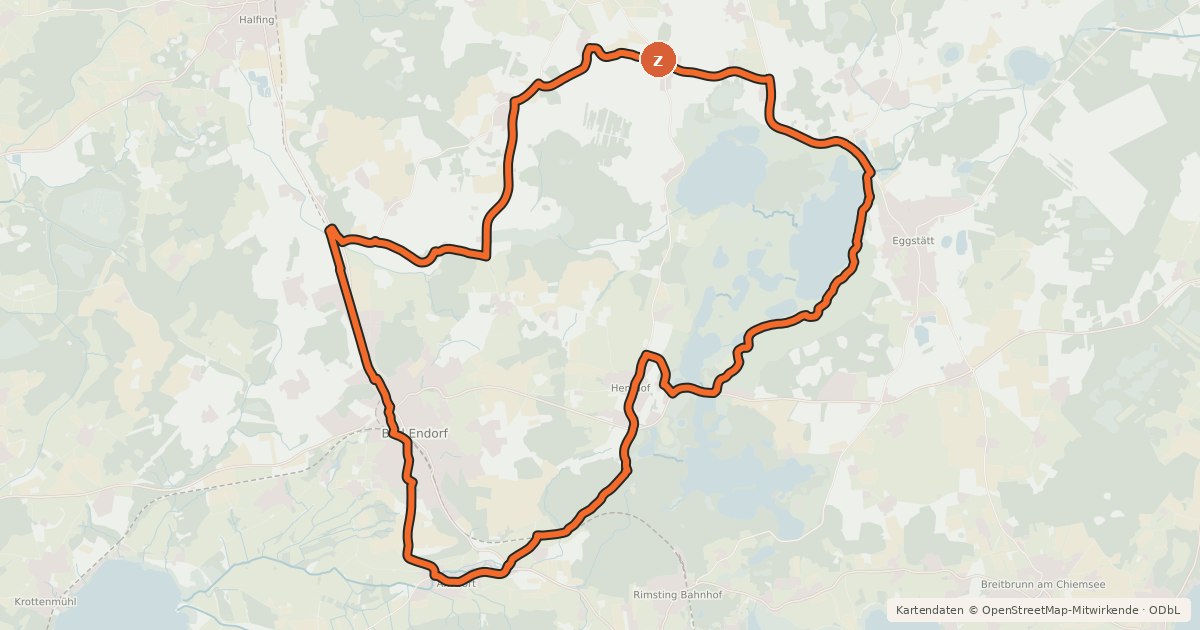 Kartenübersicht der Radroute Radweg E1 - Bad Endorf