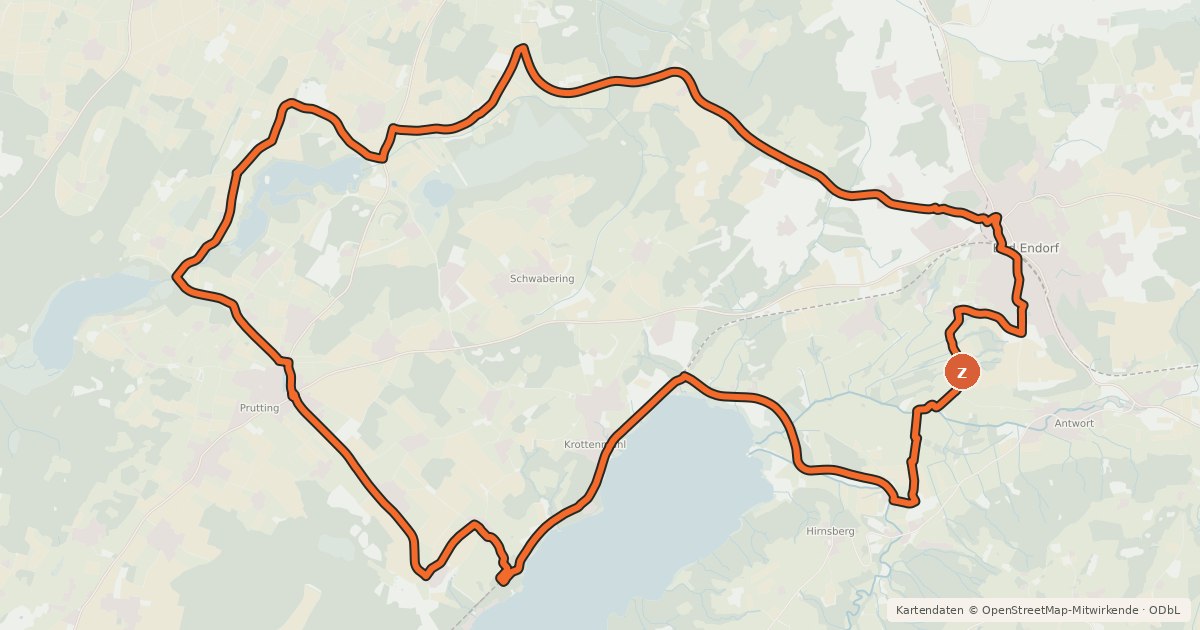 Kartenübersicht der Radroute Radweg E3 - Bad Endorf