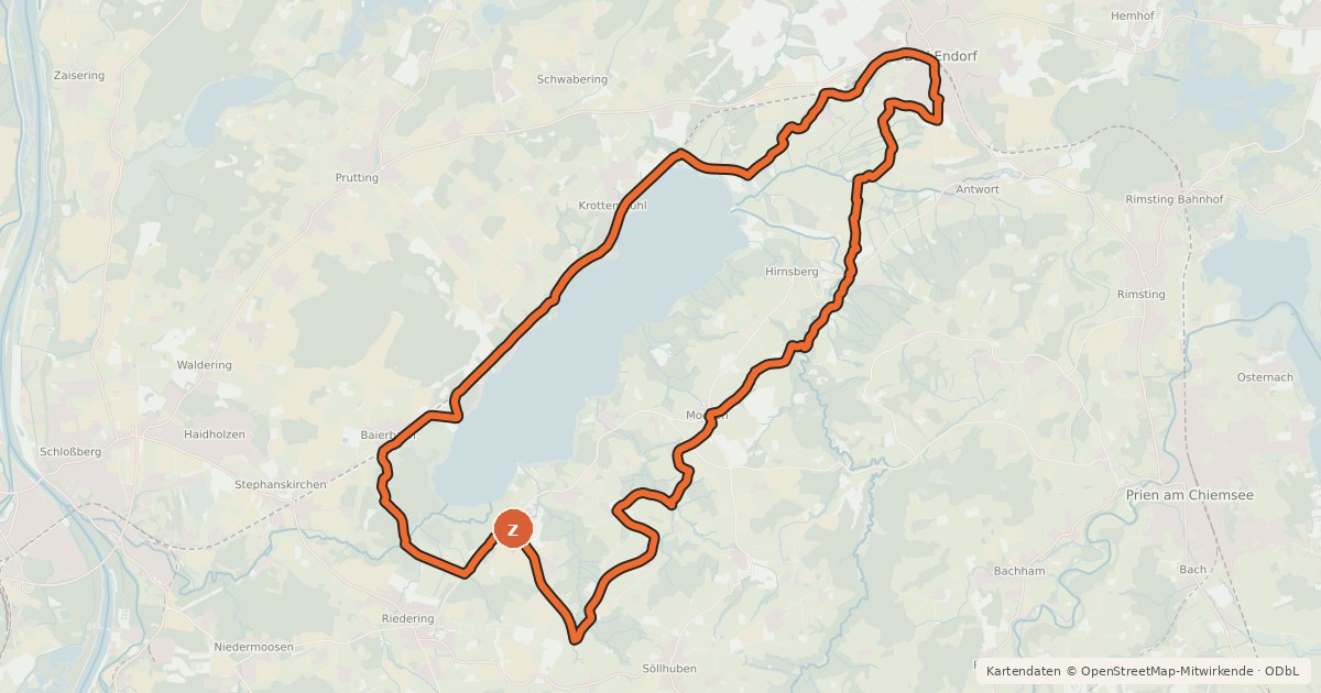 Kartenübersicht der Radroute Radweg E4 - Bad Endorf