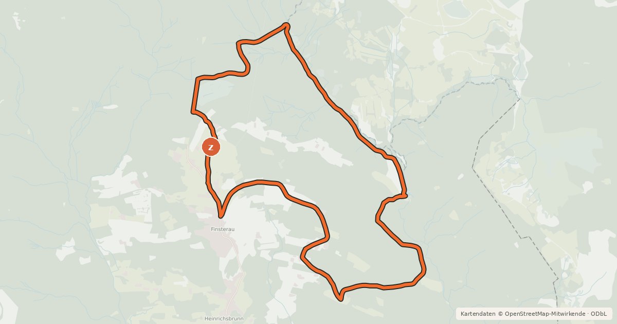 Kartenübersicht der Radroute Radweg Finsterau
