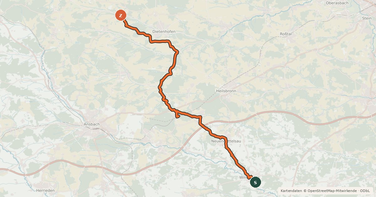Kartenübersicht der Radroute Radweg für Genießer – Südtour