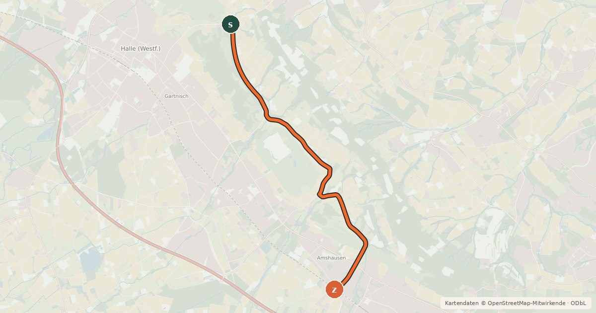 Kartenübersicht der Radroute Radweg für Genießer, Verbindungsweg 1