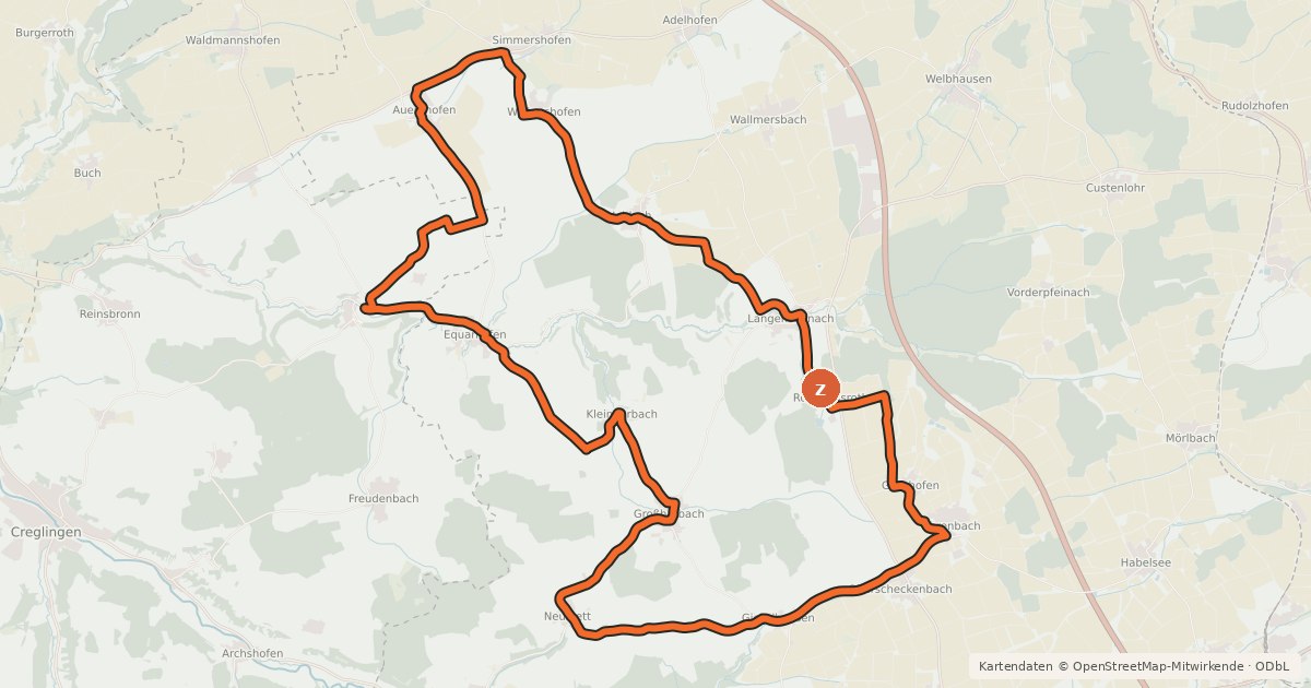 Kartenübersicht der Radroute Radweg Großer Radrundweg Hegereiter Land