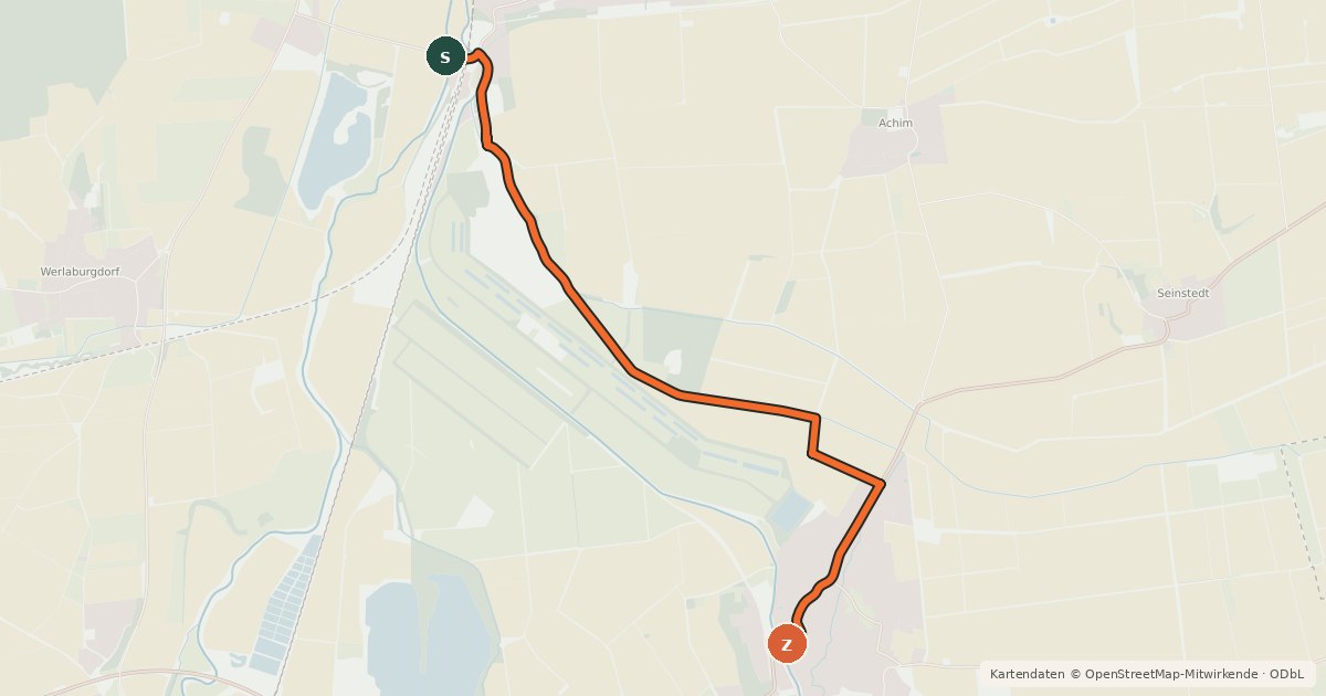 Kartenübersicht der Radroute Radweg Hornburg-Börßum
