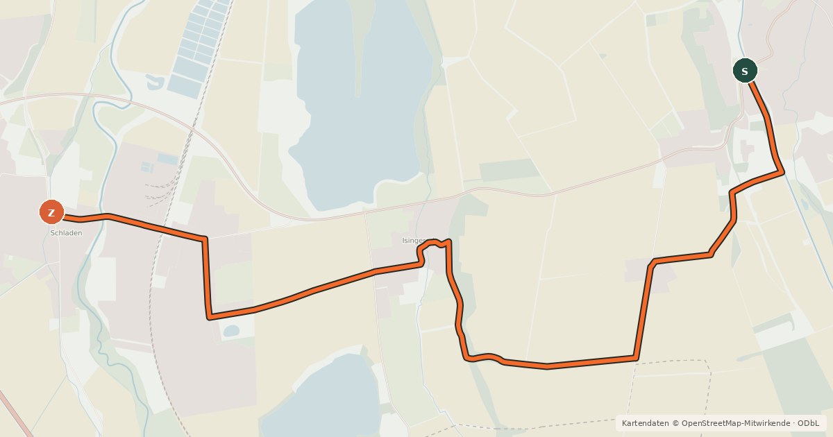 Kartenübersicht der Radroute Radweg Hornburg-Schladen